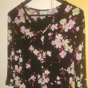 Colorful black womens long sleeve top/blouse